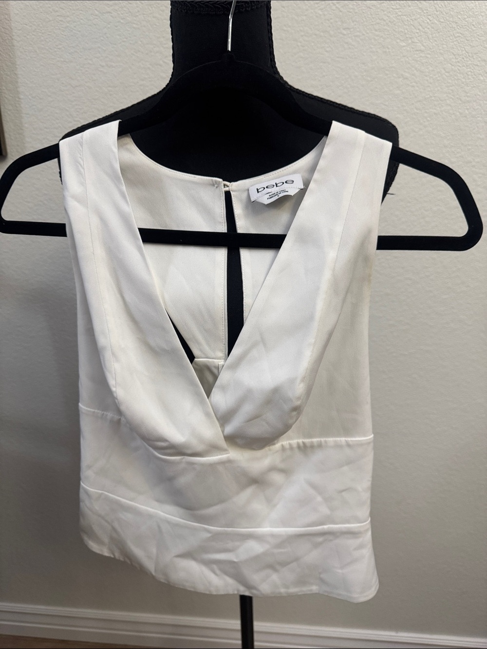 bebe Ivory V-Neck Sleeveless Camisole